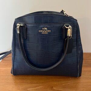 Coach MINETTA Embossed Crocodile Purse Midnight